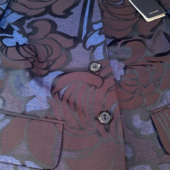 Piazza Sempione Italy Floral Jacquard Blazer Womens Button Up  Jacket Lined New - Picture 4 of 16